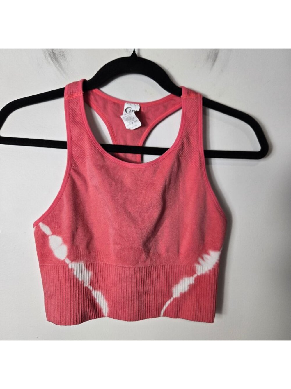 ZYIA Active Hendrix Halter Pink Tie-Dye Tank Size S Ribbed Cropped Racerback